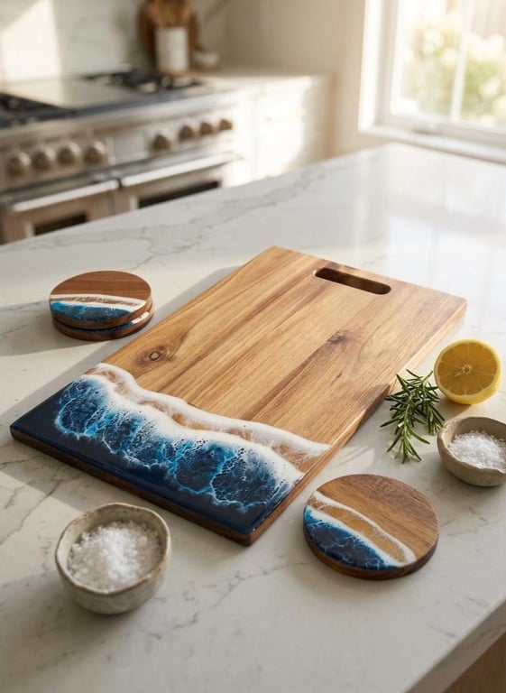 Handmade Charcuterie and Coaster Sets - Wave Resin - Housewarming