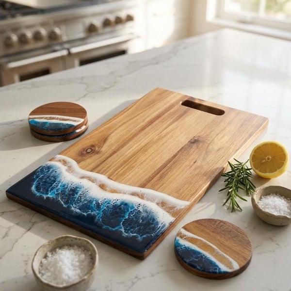Handmade Charcuterie and Coaster Sets - Wave Resin - Housewarming