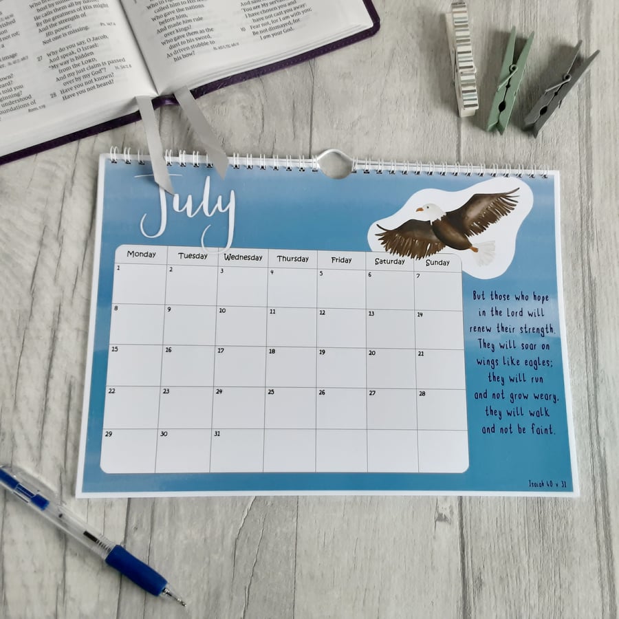 2024 A4 Christian Calendar Folksy