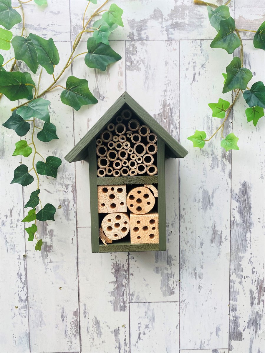 Bee Hotel, Two Tier, In Old English Green.