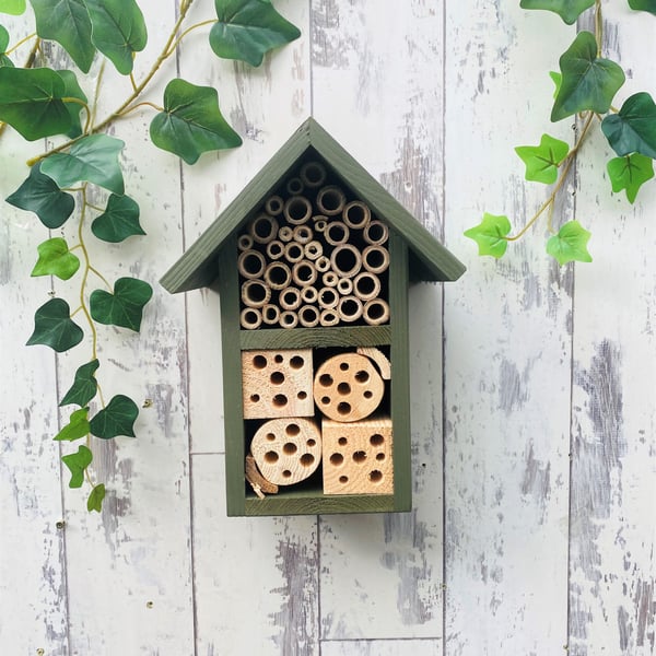 Bee Hotel, Two Tier, In Old English Green.