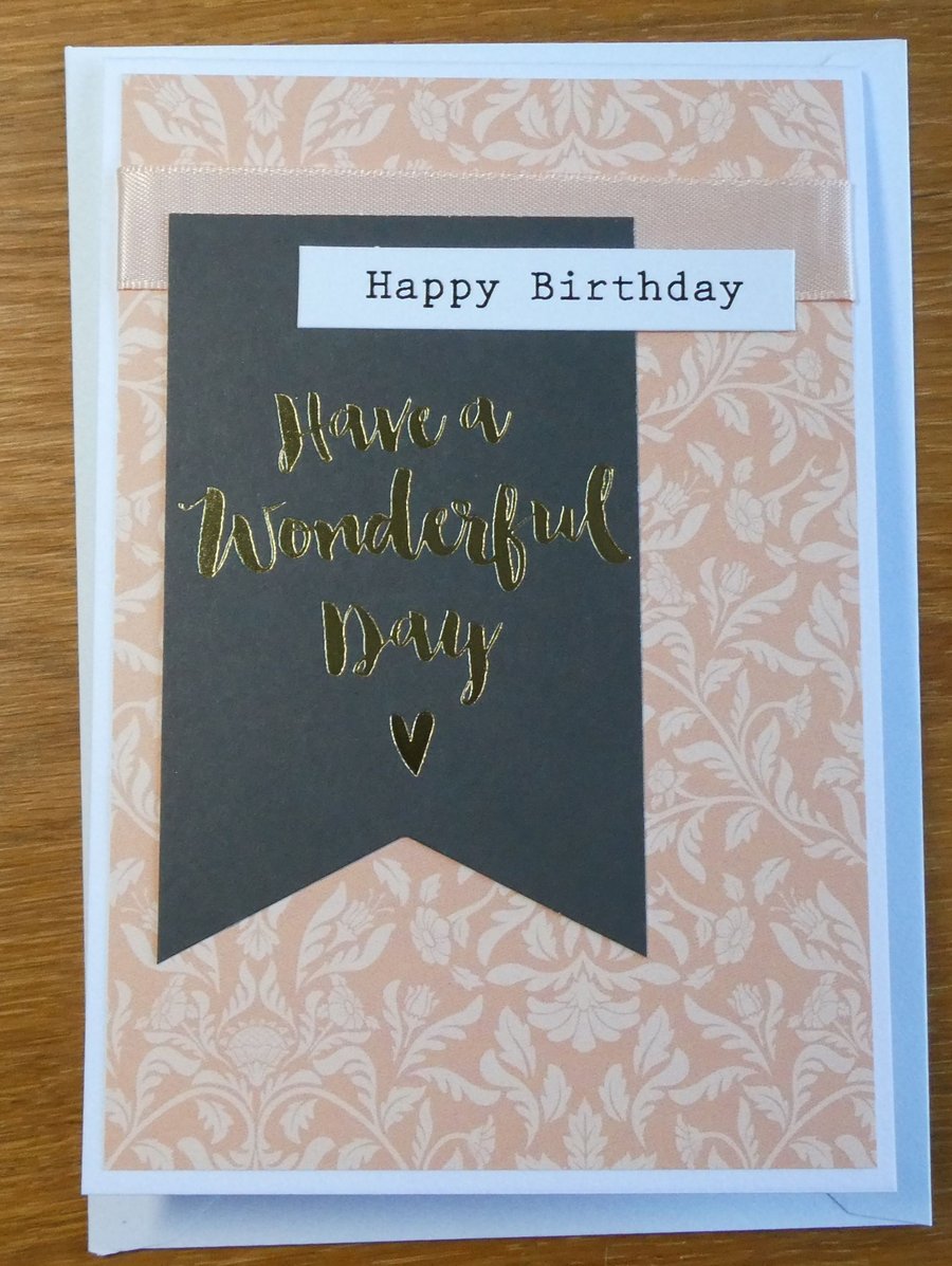 Birthday Card - Happy Birthday - Peach Floral