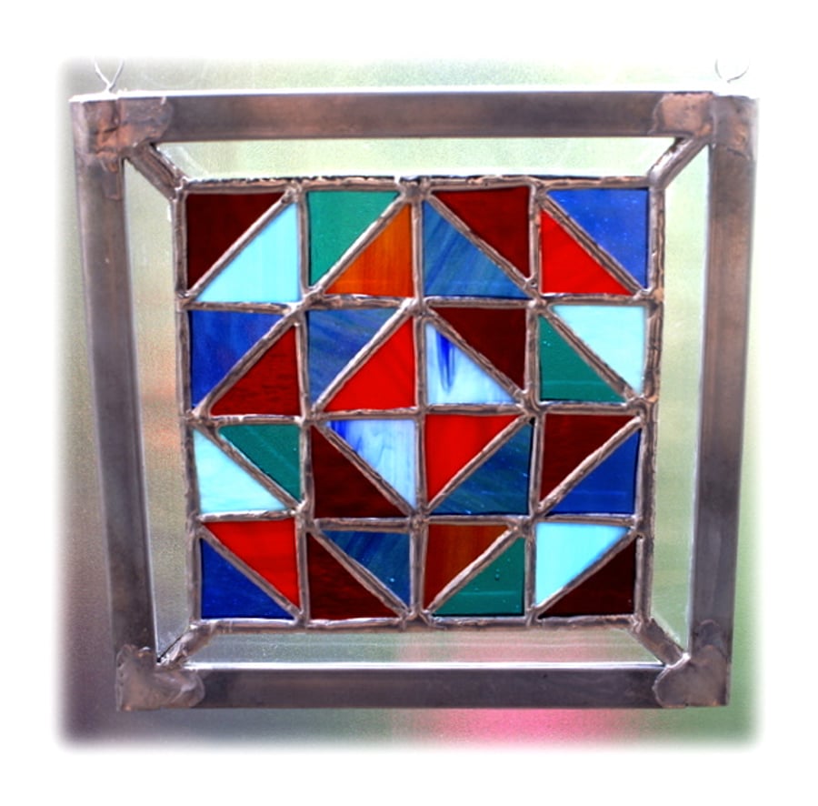 Stained Glass Patchwork Abstract Picture Suncatcher Handmade