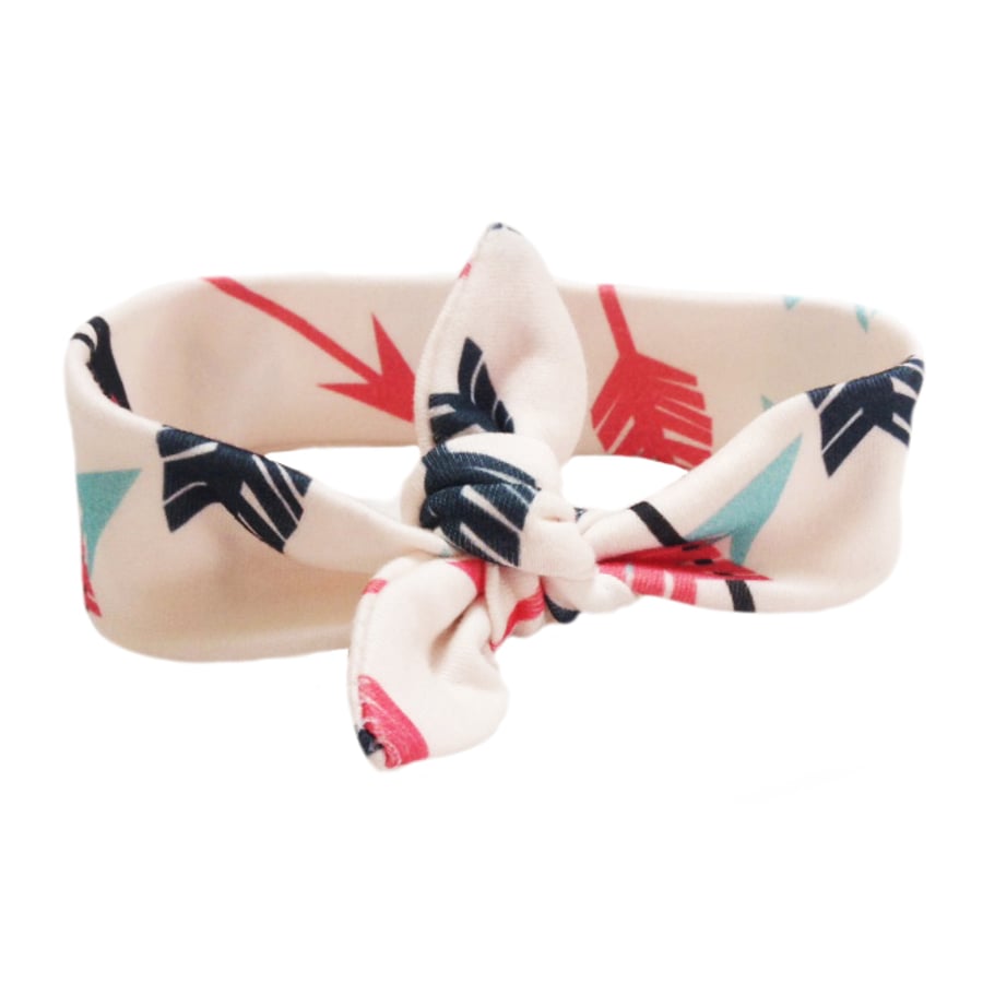 ORGANIC Baby Knotted Headband in Andrea Lauren SCATTERED ARROWS -Baby Gift Idea 