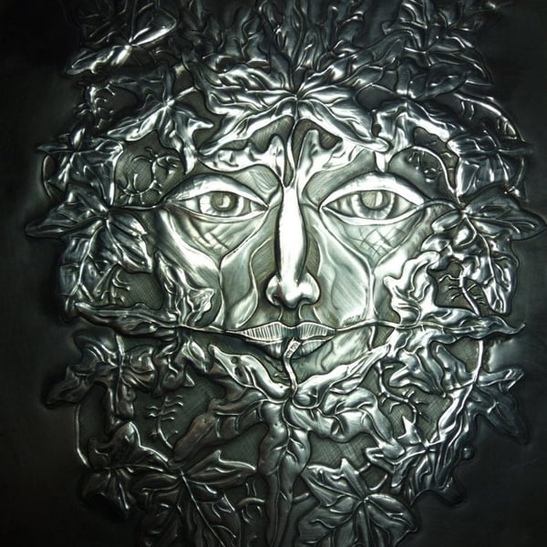 Green Man Pewter Picture Plaque.