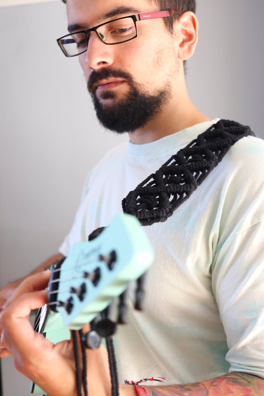 Macrame Custom Ukulele Strap, Guitar Instrument Support, Boho Adjustable Gift 