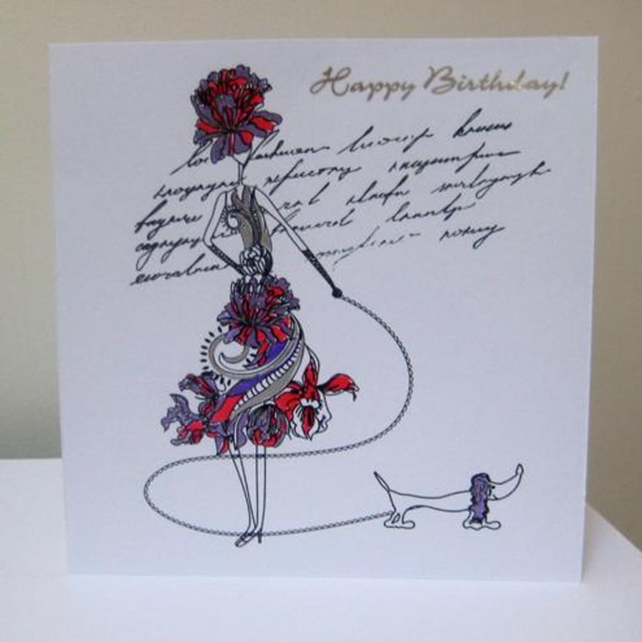Contemporary Floral Lady Birthday Card