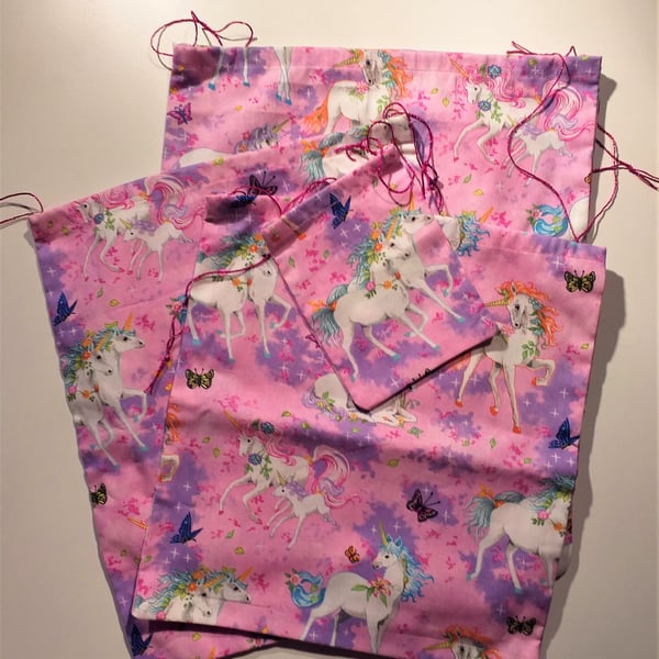 Four Pack Unicorn Drawstring Bags