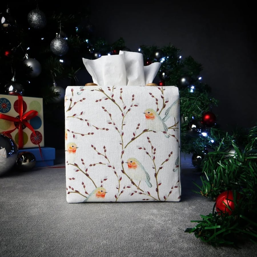 Square Tissue Box Cover Size 'B' - Robins