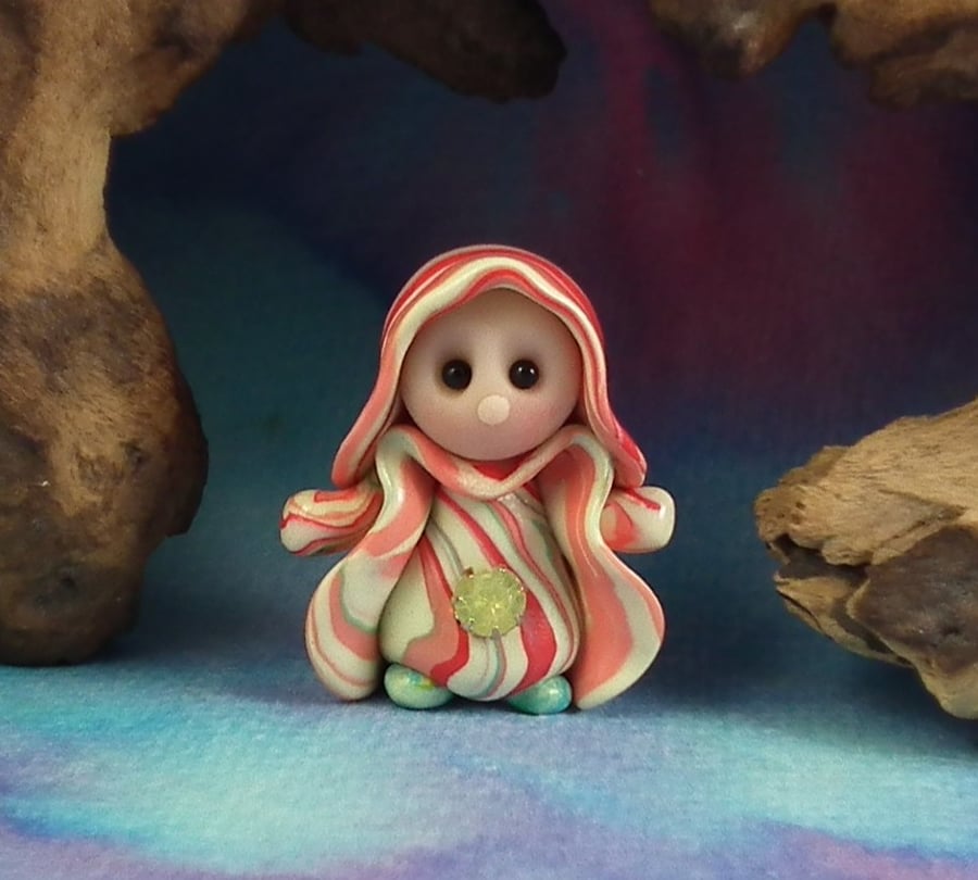 Tiny Magical Gnome 'Erys' with jewel 1.5" OOAK Sculpt by Ann Galvin