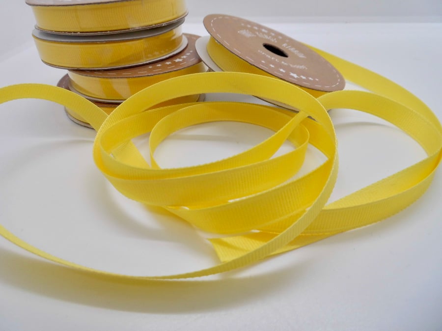 7 metres lemon peel yellow grosgrain ribbon 10mm wide craft sewing 