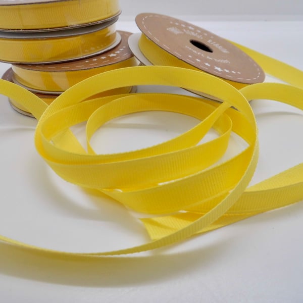 7 metres lemon peel yellow grosgrain ribbon 10mm wide craft sewing 
