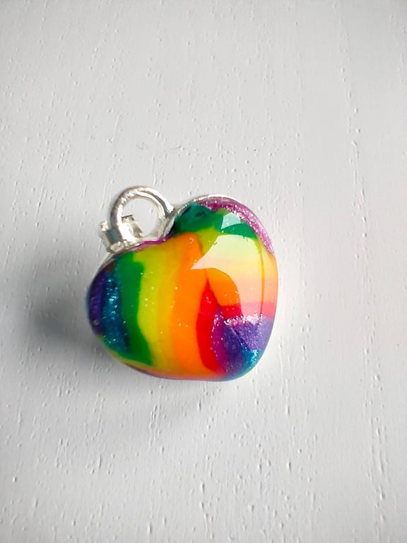Small Puffy Heart Rainbow Pendant