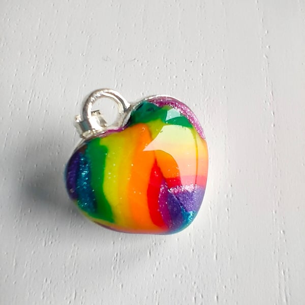 Small Puffy Heart Rainbow Pendant