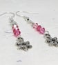 Pink Swarovski crystal silver plated snowflake earrings  - Image 2