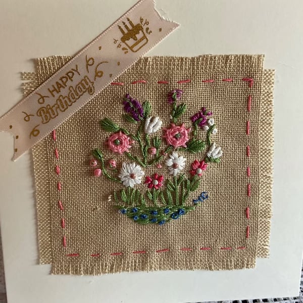 Apretty embroidered birthday card 