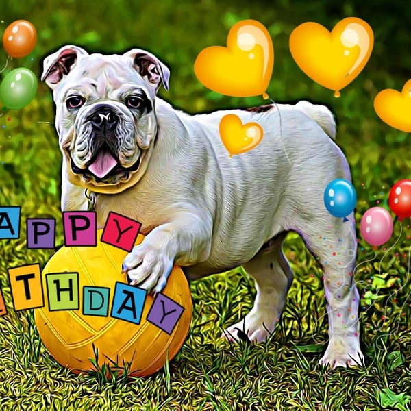 English Bulldog Birthday Card A5