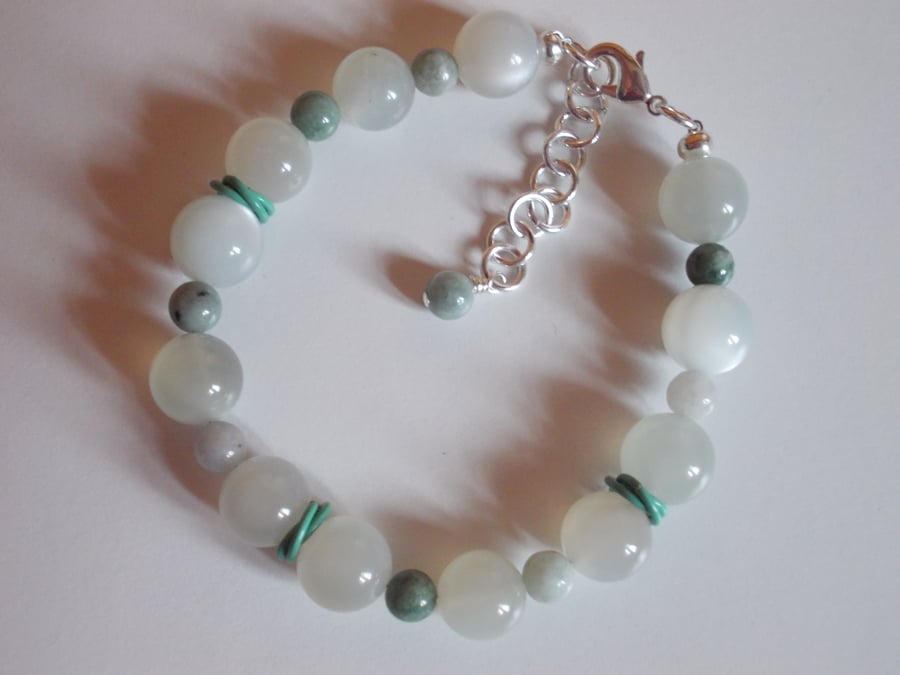 Moonstone and jadeite bracelet