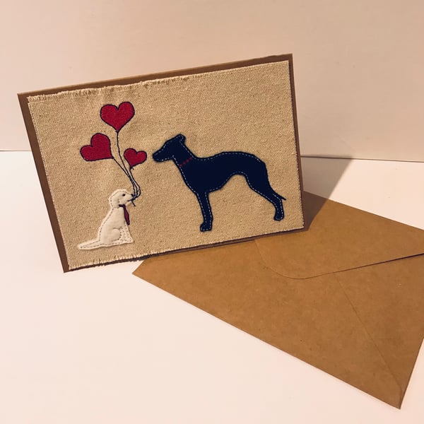 Embroidered Applique Card for Whippet and Sighthound Lovers