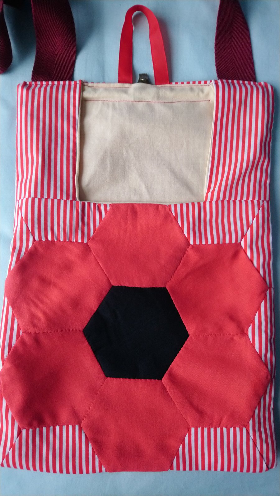 Red peg bag, patchwork poppy peg bag