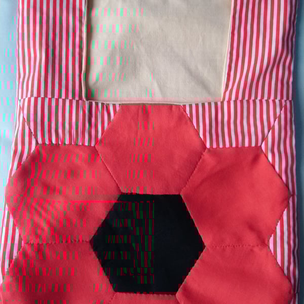 Red peg bag, patchwork poppy peg bag