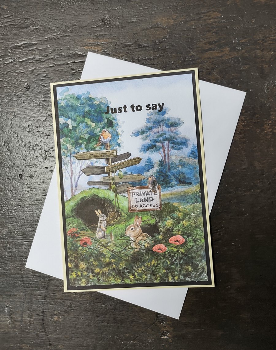 Handmade Card,C5 Card,Nature design,Rabbit card, British Wildlife Card