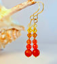 Carnelian And Swarovski Crystal Earrings - Handmade In Devon - Image 1