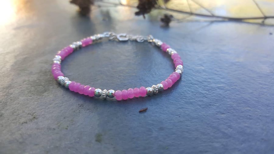Pink Kyanite and Sterling Silver Stacking Bracelet. Delicate pink bracelet