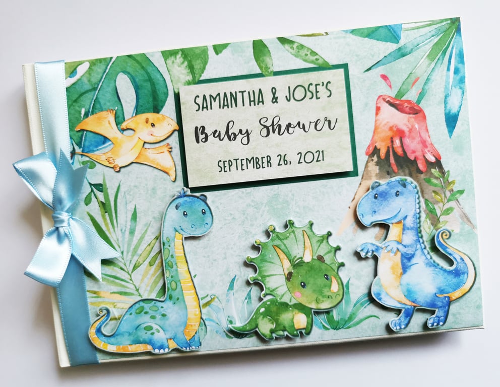 Dinosaurs Birthday guest book, Cute dinosaurs party keepsake, gift