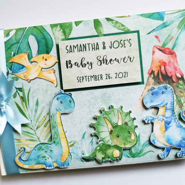 Dinosaurs Birthday guest book, Cute dinosaurs party keepsake, gift