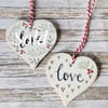 Hand Painted Wooden Heart Hanging Decoration 'Love'