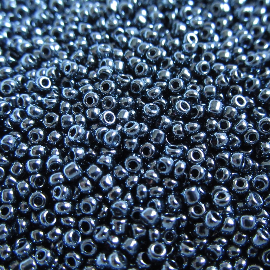 Gunmetal Black Seed Beads 2mm