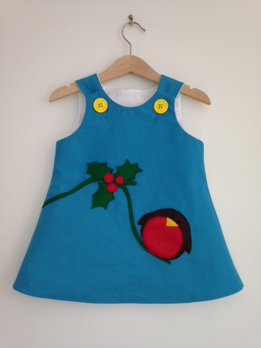 Greedy Robin felt applique pinafore dress