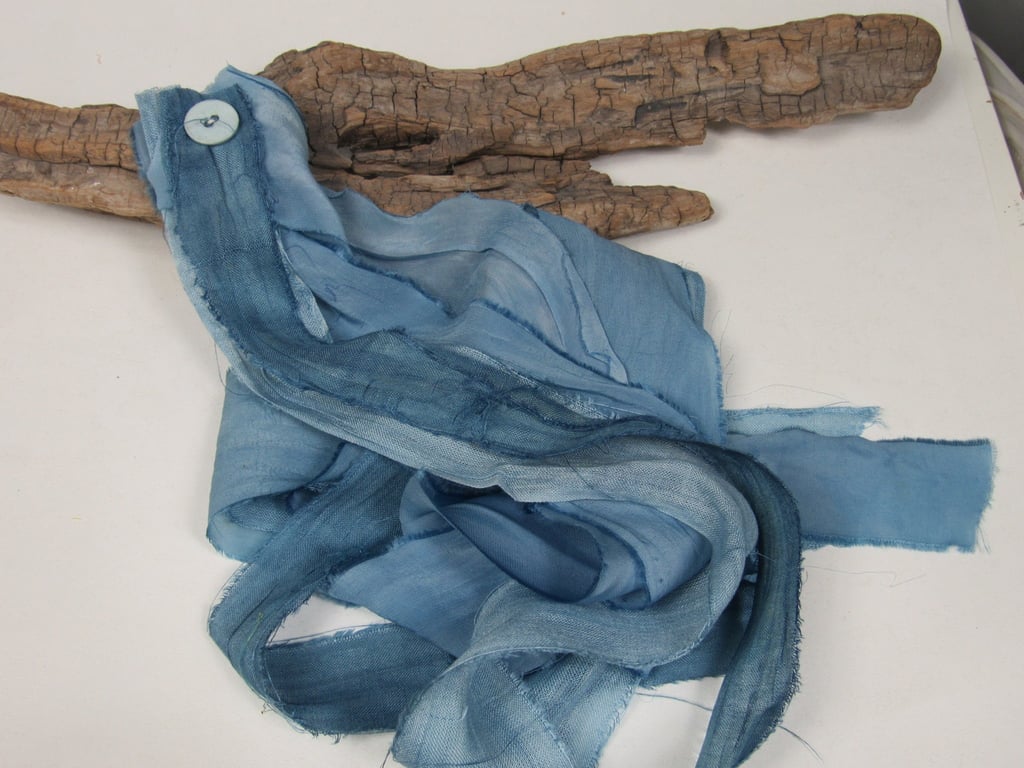 Indigo Natural Dye Blue Scrappy Cotton Silk Ribbon Pack
