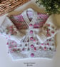  Bobble Design Hand Knitted Baby Girl's Cardigan with Merino Wool 3-6 mth size