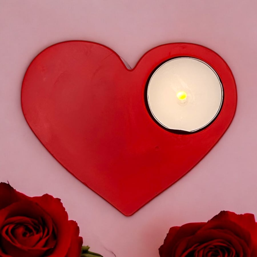 Red Heart Shaped Tealight Holder - Candle Holder (RHTLH2)