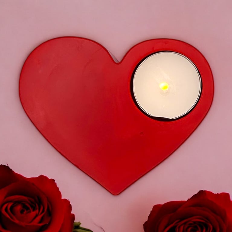 Red Heart Shaped Tealight Holder - Candle Holder (RHTLH2)