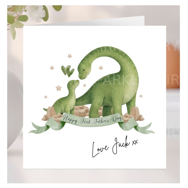 Personalised First Fathers Day Dinosaurs card