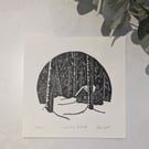 Woodland Cabin Limited Edition Linocut Print