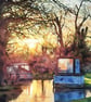 Print of Original Water Colour A4 Sunrise on The Norfolk Broads - Image 1