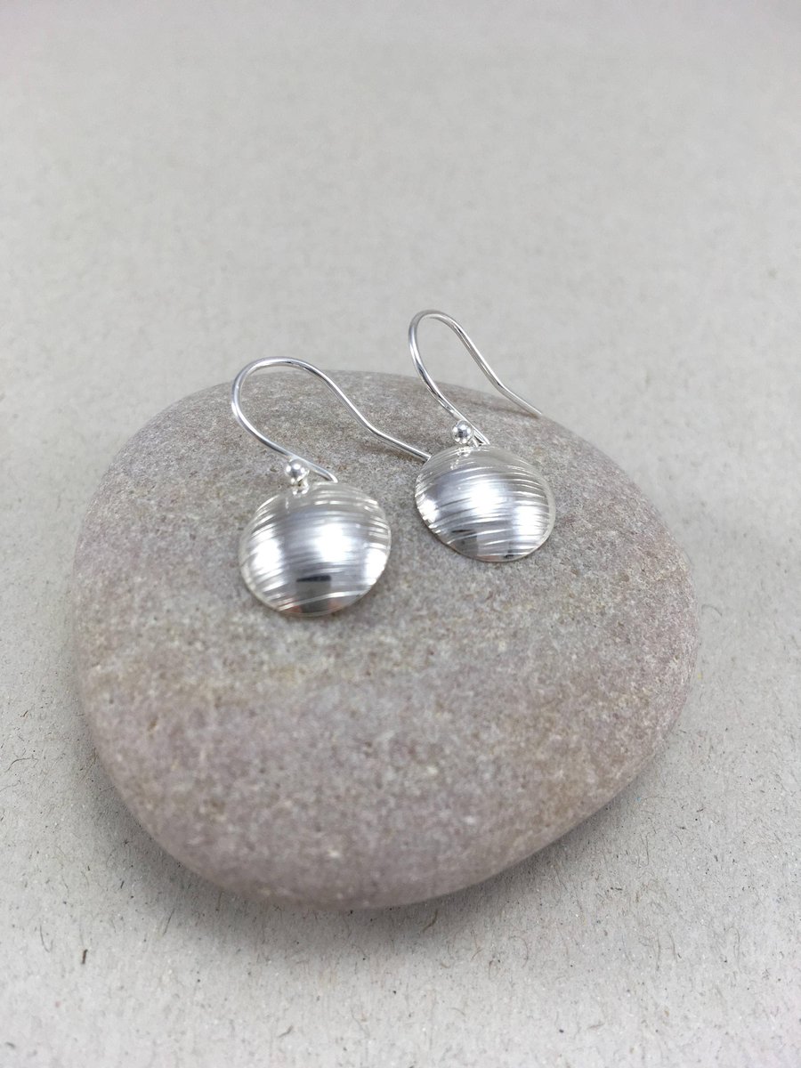 Hammered Sterling Silver Dome Dangle Earrings