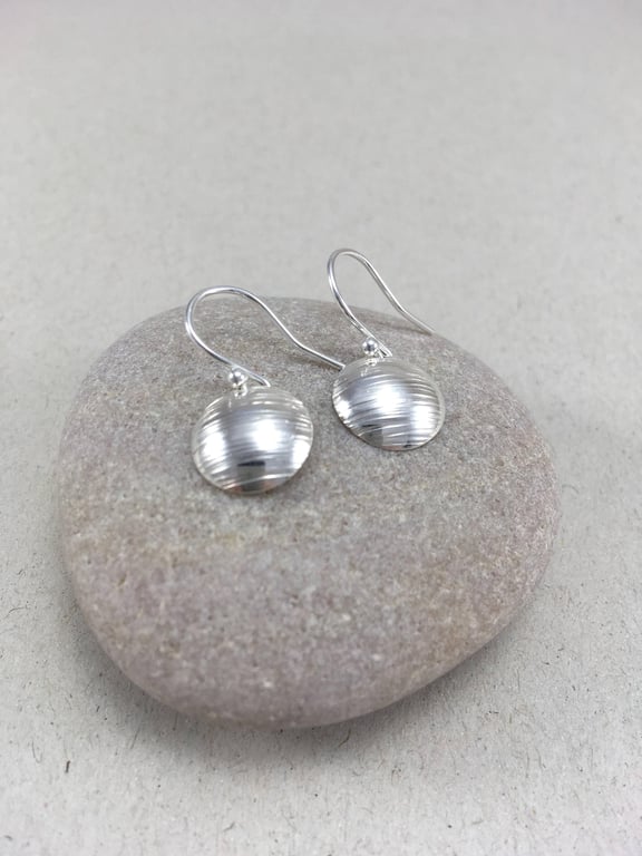 Hammered Sterling Silver Dome Dangle Earrings