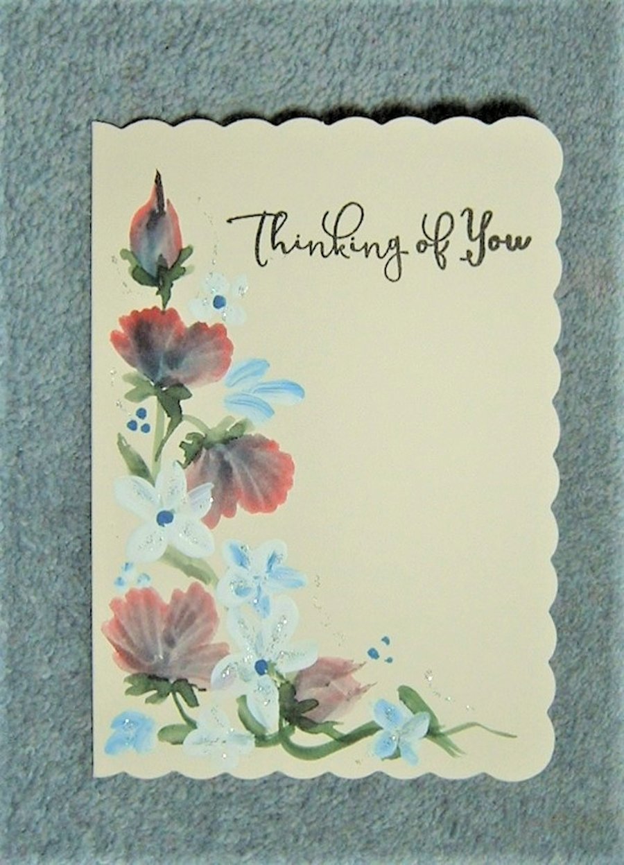 original hand painted floral card ( ref F 467)