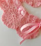 Pink Crochet Lace Collar, Handmade Detachable Floral Accessory with Satin Ribbon - Image 3