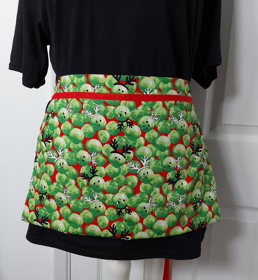 Christmas Apron, Handmade Quirky Brussel Sprout kitchen apron and Hat Christmas 