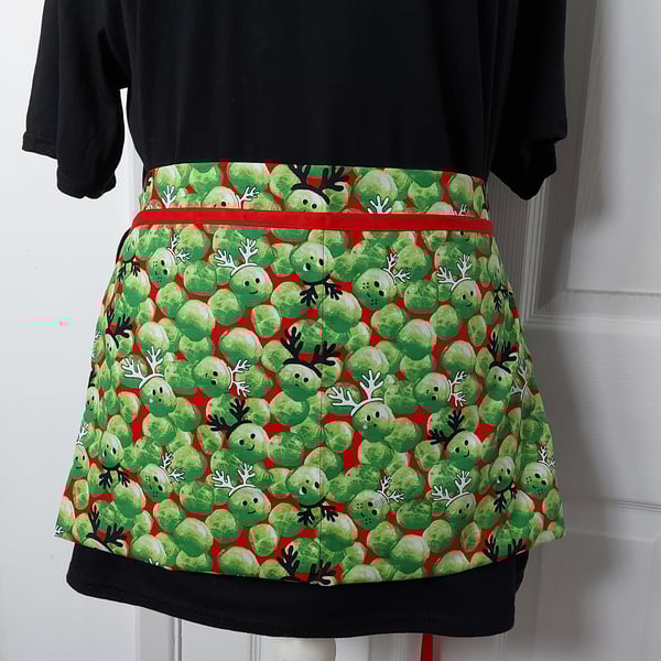 Christmas Apron, Handmade Quirky Brussel Sprout kitchen apron and Hat Christmas 