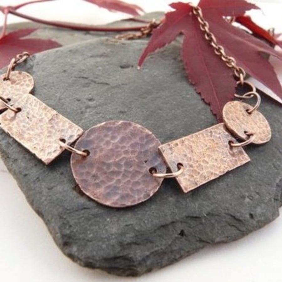 Copper textured necklace
