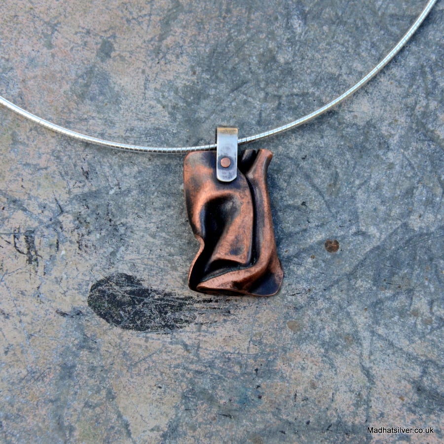 Folded copper pendant