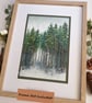 Winter Forest original oil pastel painting, A4 size artwork, landscape art - Image 8