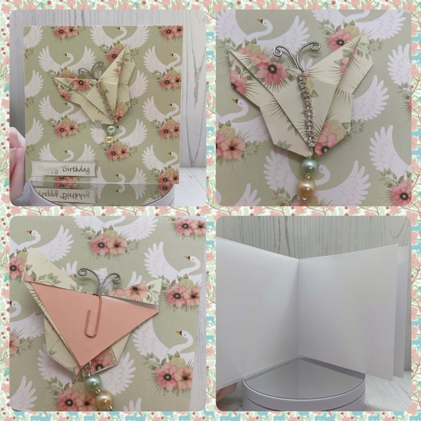 Origami Butterfly Hidden Paper Clip Card C - 41